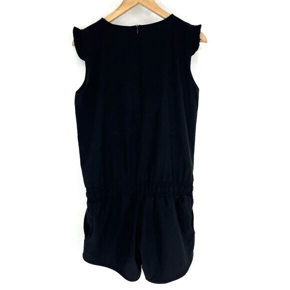 Albion Romper Size Small Womens Black Jumpsuit Stretch Pockets Ruffle Cap Sleeve - Picture 6 of 8
